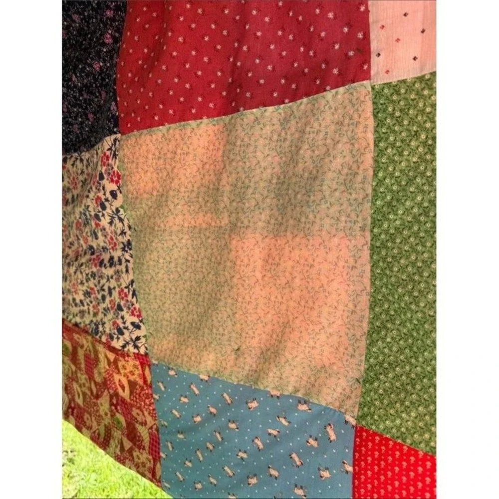 Vintage Handmade Patchwork Quilt‎ Multi-Color Cotton Blend Cabin Cottage 76